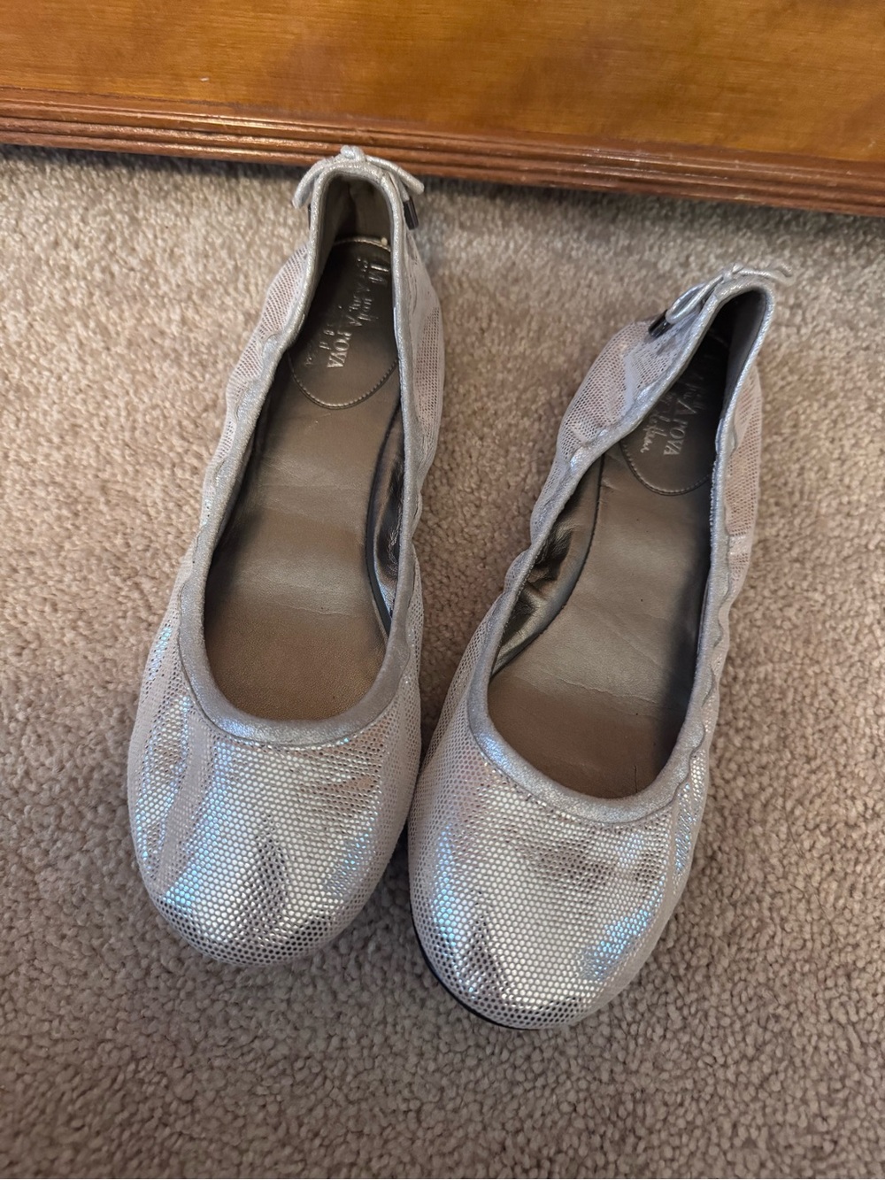 Cole Haan Silver Metallic Ballet Flats